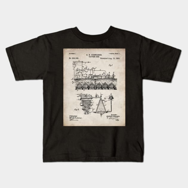 Brewing Beer Patent - Beer Art - Antique Kids T-Shirt by patentpress